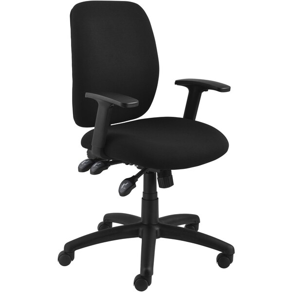 Global Industrial Multifunction Fabric Task Chair, Black, Adjustable Arms, Mid Back 695619 - main